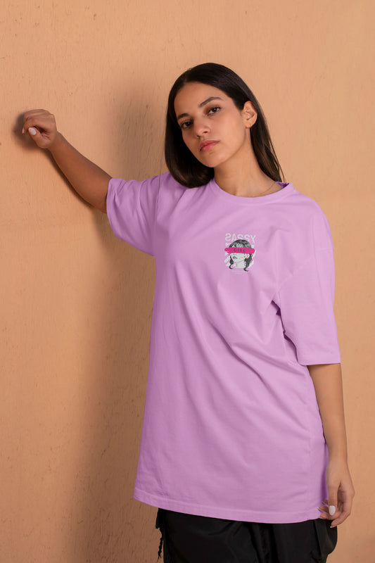 Sassy Girl Design Lavender Women's Oversized T-shirt