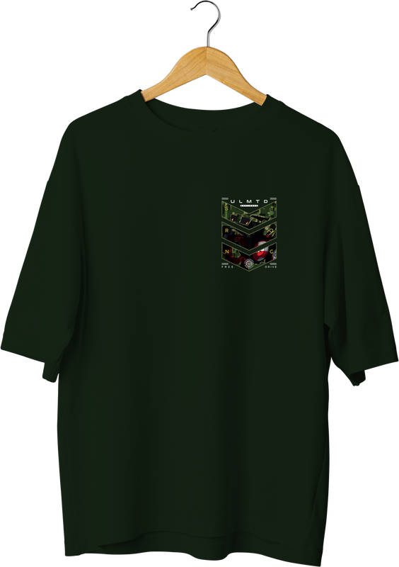 ULMTD Explorer Design Olive Green Oversized T-shirt