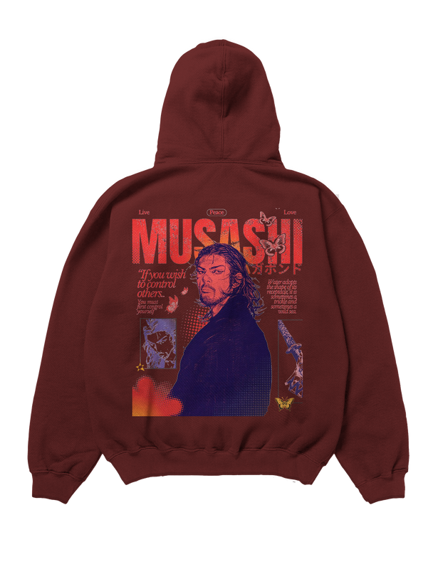 Miyamoto Musashi Design Maroon 450gsm premium Hoodie