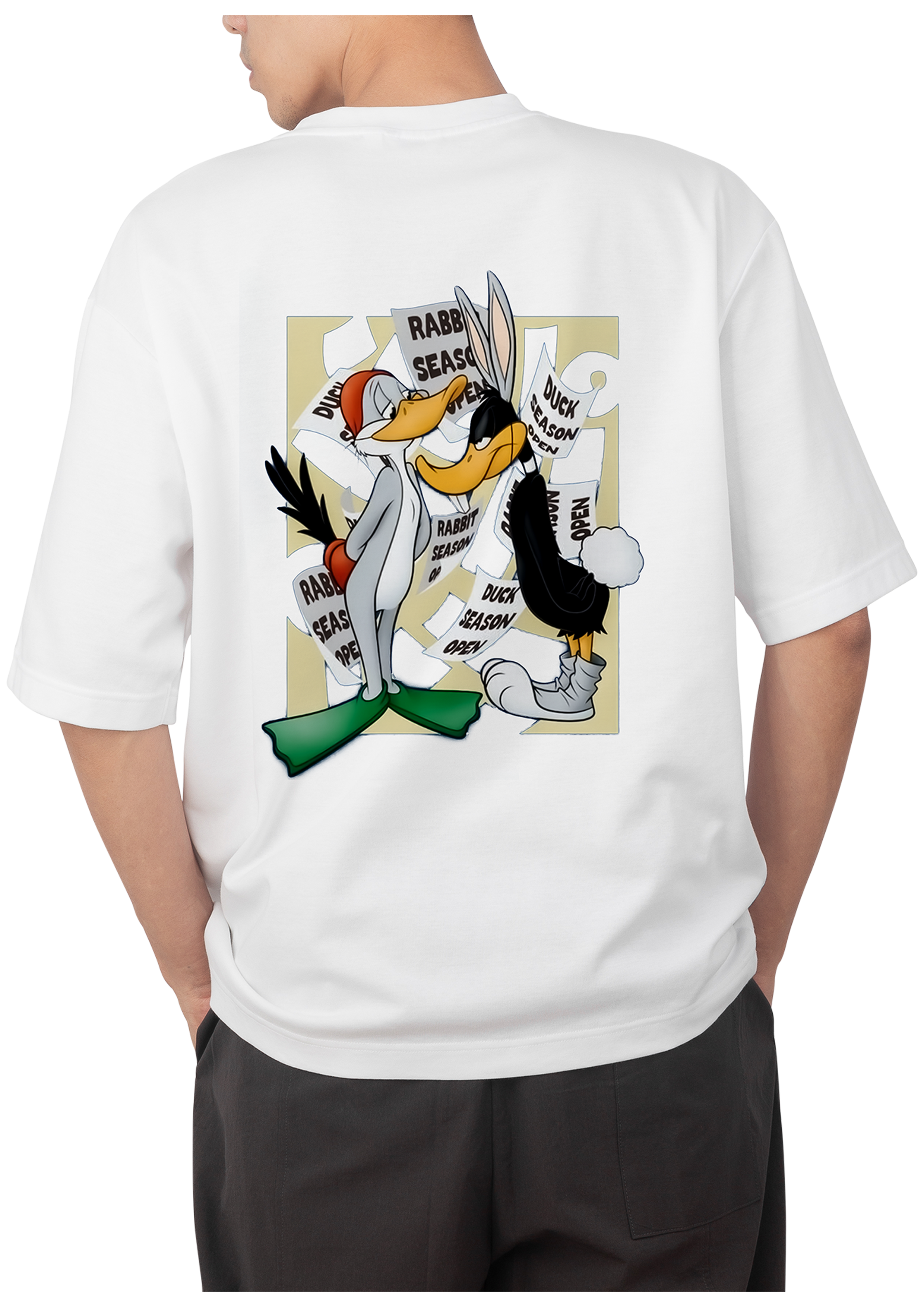 Duck! Rabbit, Duck! Design White Oversized T-shirt