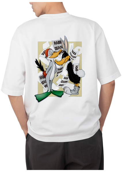 Duck! Rabbit, Duck! Design White Oversized T-shirt