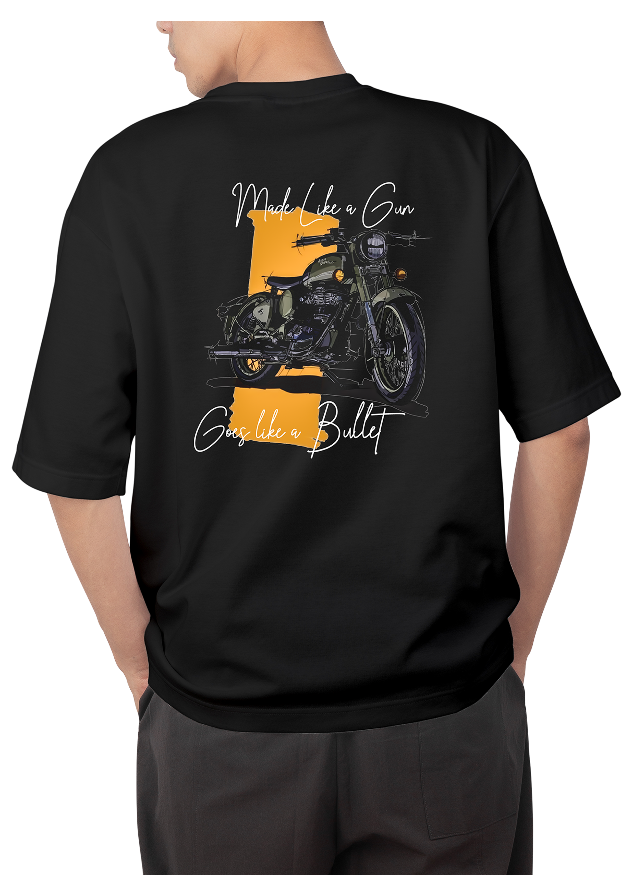 RE Bullet 350 Design Black Oversized T-Shirt