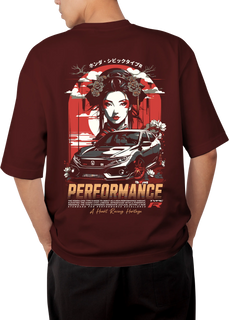 Performance Type R Design Maroon Oversized T-shirt