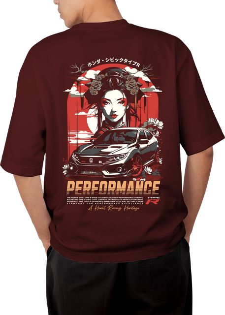 Performance Type R Design Maroon Oversized T-shirt