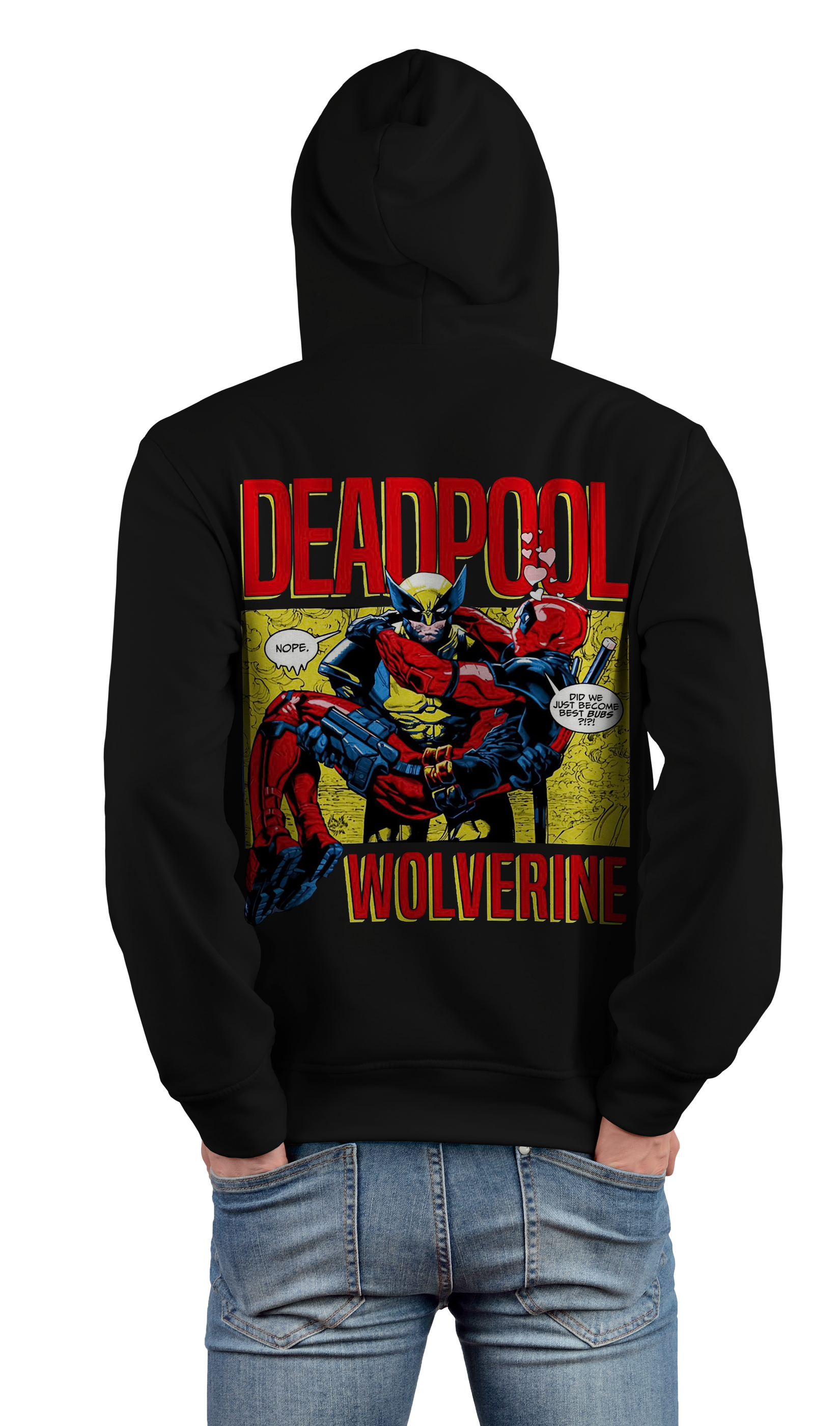 Deadpool and Wolverine Design Black 450gsm Premium Hoodie