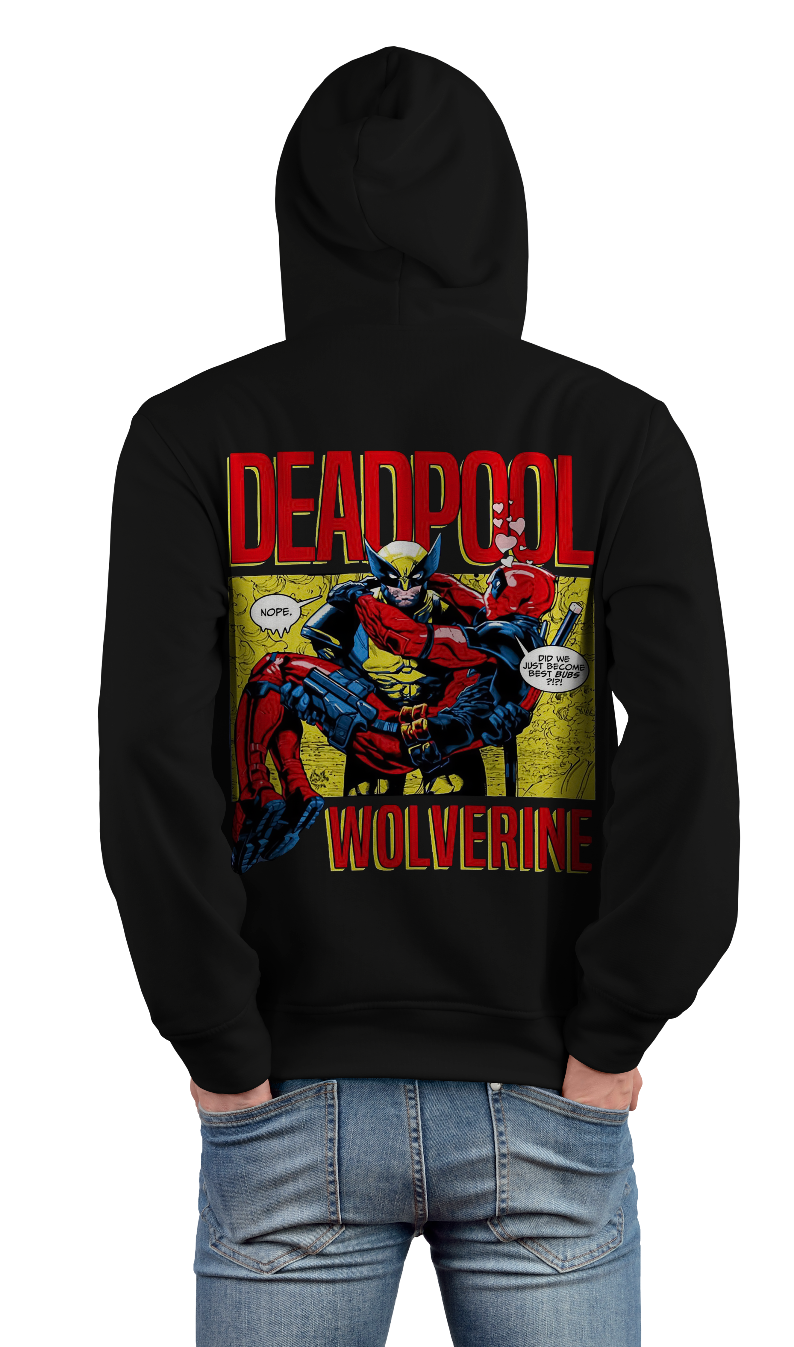 Deadpool and Wolverine Design Black 450gsm Premium Hoodie