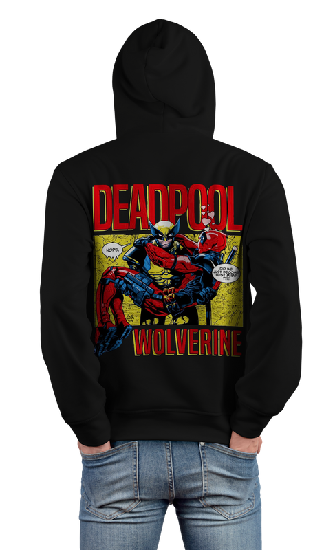 Deadpool and Wolverine Design Black 450gsm Premium Hoodie