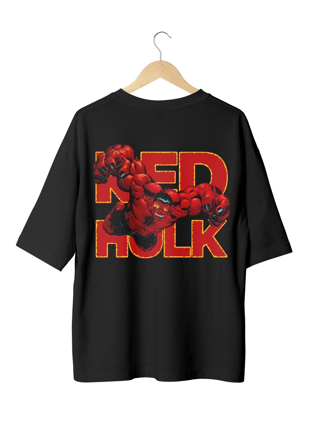 Red Hulk Design Oversized T-shirts
