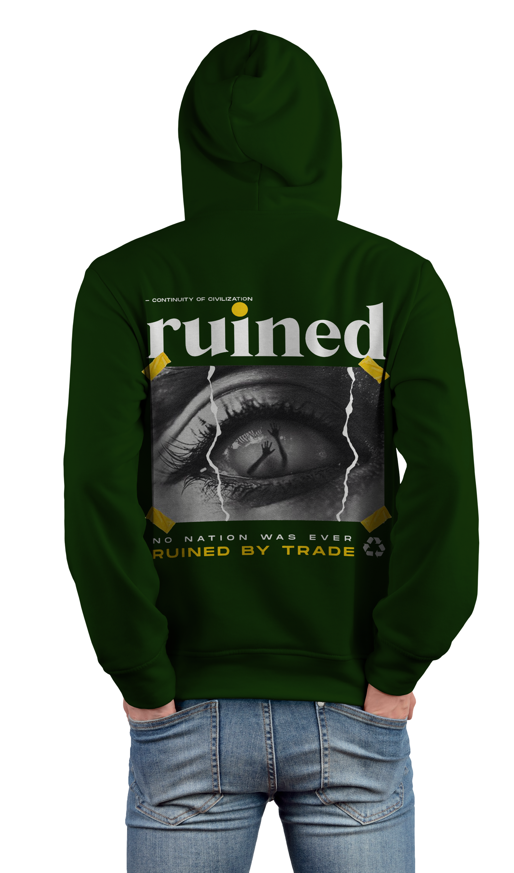 Ruined by Trade Design Green Color 450gsm Premium Hoodie