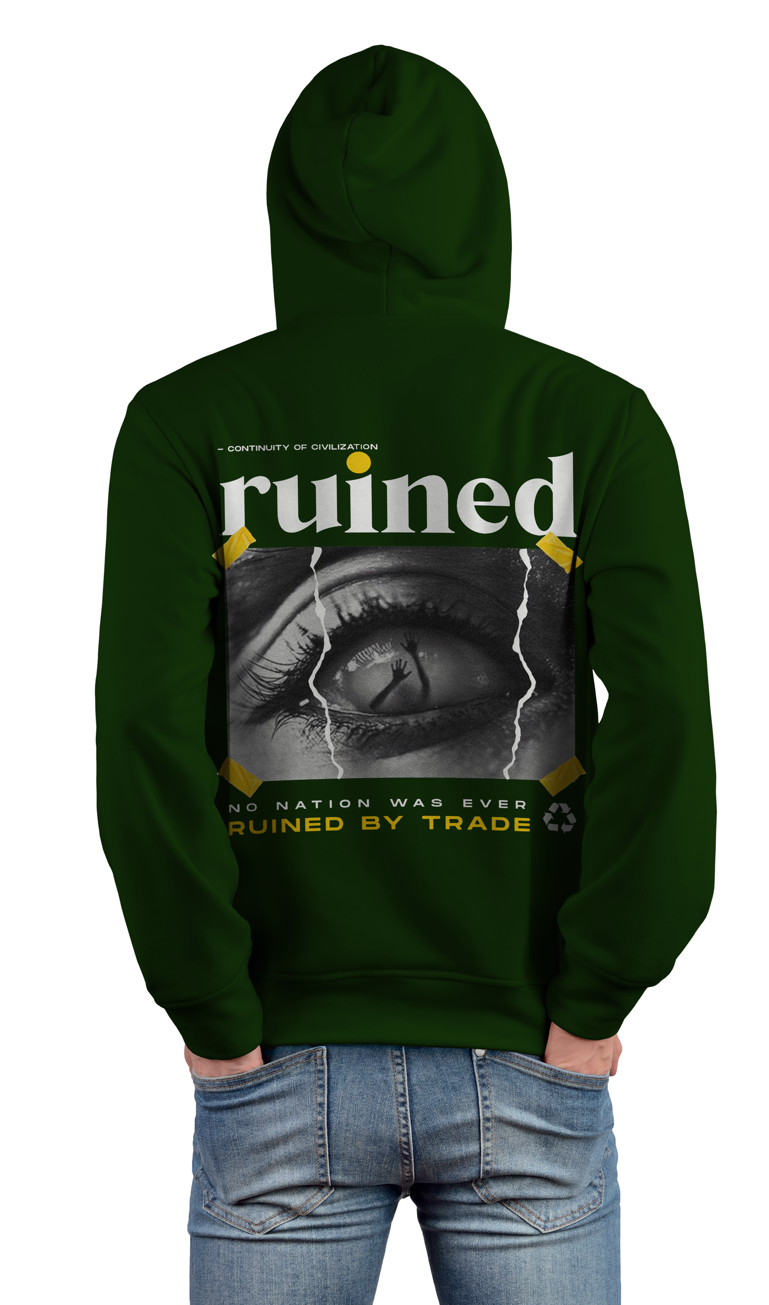 Ruined by Trade Design Green Color 450gsm Premium Hoodie