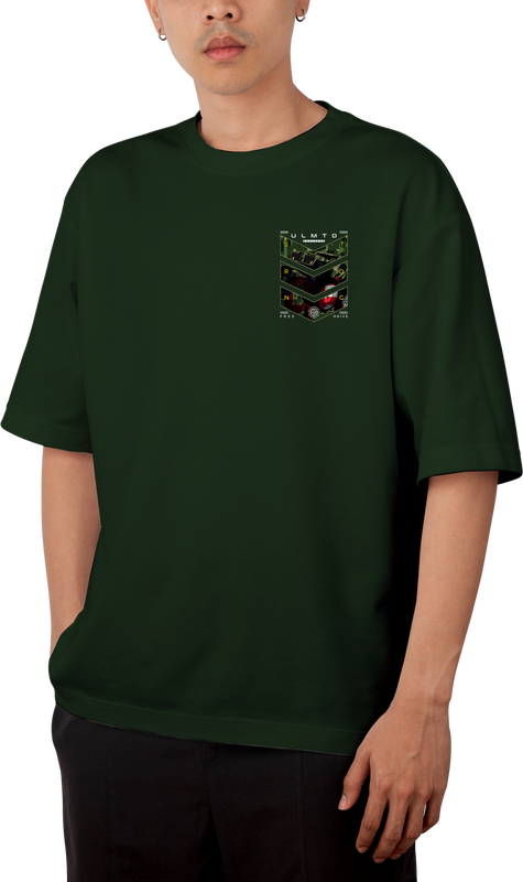 ULMTD Explorer Design Olive Green Oversized T-shirt