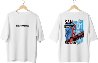 San Francisco White Oversized T-shirt 100% Cotton Biowash
