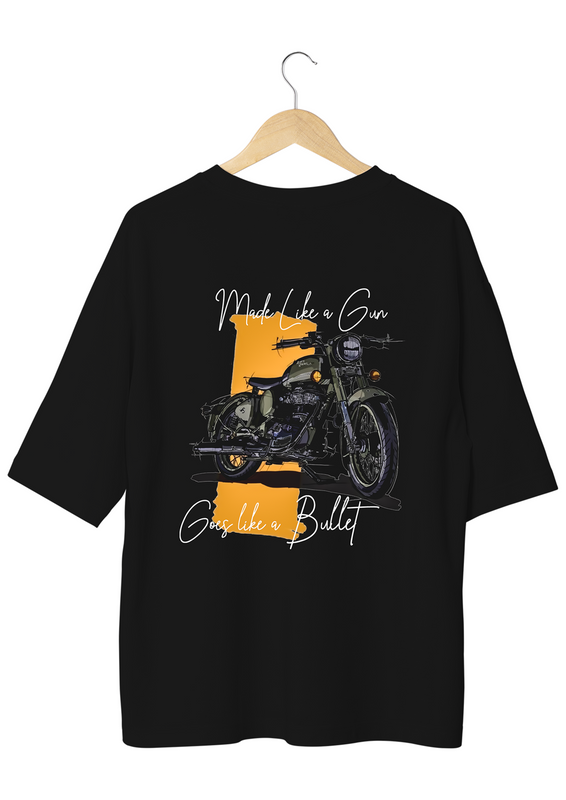 RE Bullet 350 Design Black Oversized T-Shirt