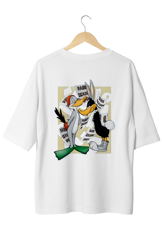 Duck! Rabbit, Duck! Design White Oversized T-shirt