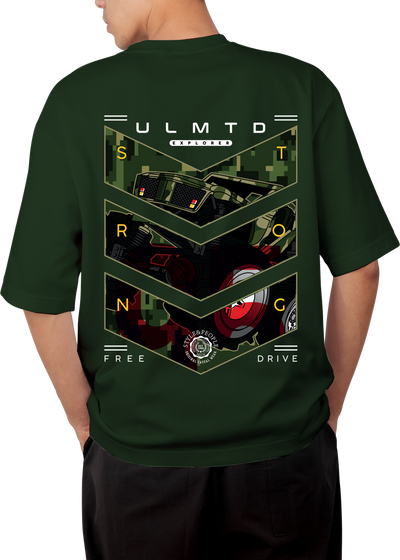 ULMTD Explorer Design Olive Green Oversized T-shirt