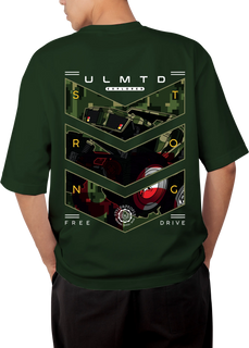 ULMTD Explorer Design Olive Green Oversized T-shirt