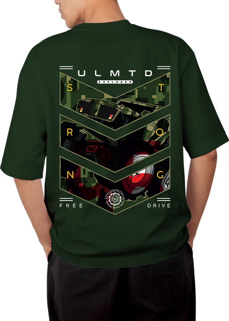 ULMTD Explorer Design Olive Green Oversized T-shirt