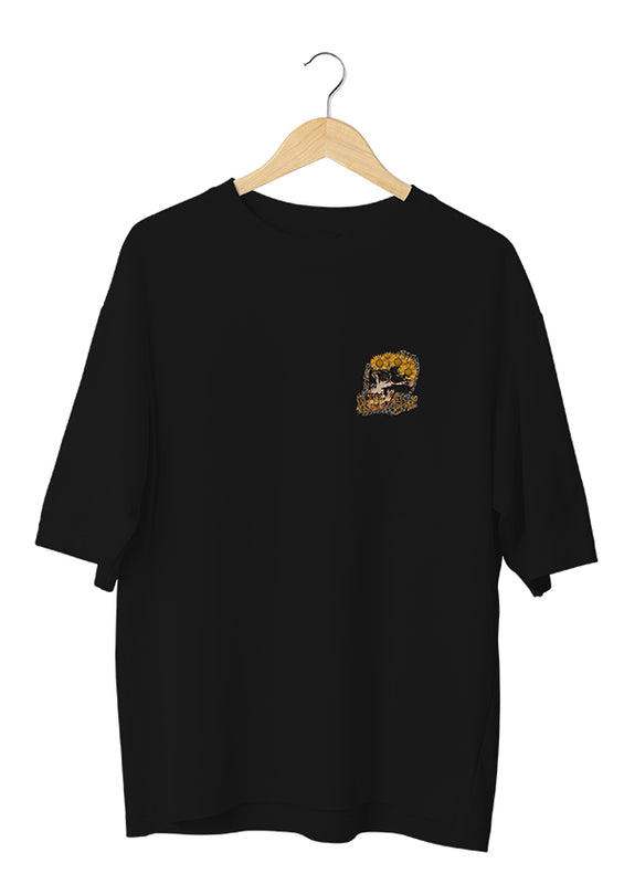 Wild Soul Skull Design Black Oversized T-shirt