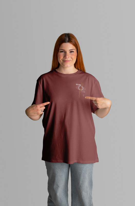 New Vision Design Women Maroon Oversized T-shirt