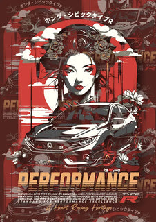 Performance Type R Design Maroon Oversized T-shirt