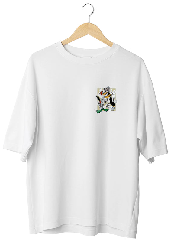 Duck! Rabbit, Duck! Design White Oversized T-shirt